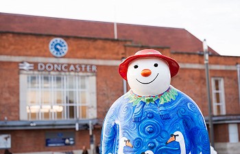 Walking with the Snowman in Doncaster City Centre